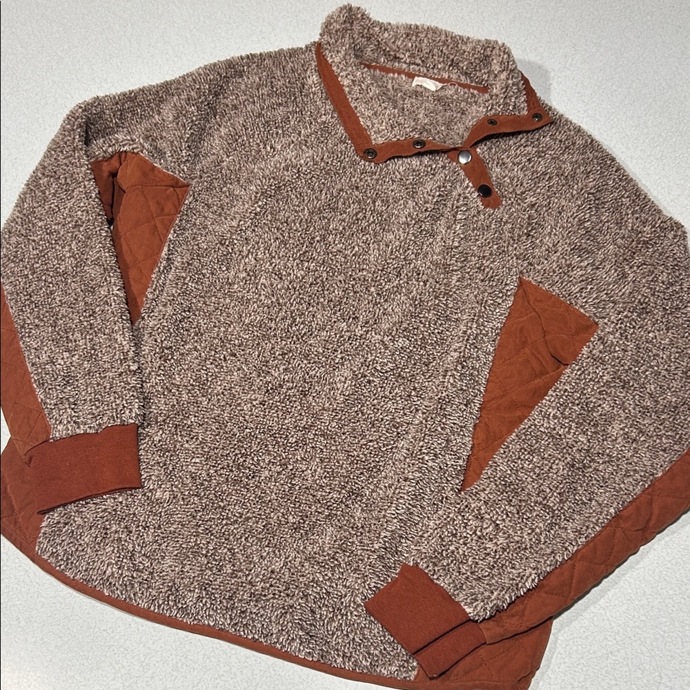 Hem & Thread Brown and Rust Fleece Pullover